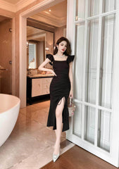 Butterfly Sleeves Mermaid Ruffle Drawstring Dress