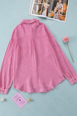 Button Down Collared Neck Long Sleeve Shirt