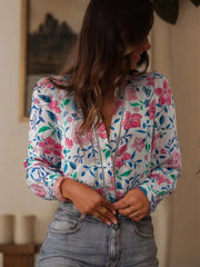 Button Down Floral Long Sleeve Shirt Floral / S