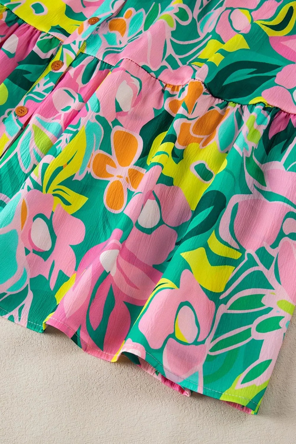 Button Down Floral Puff Sleeve Babydoll Dress