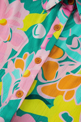 Button Down Floral Puff Sleeve Babydoll Dress