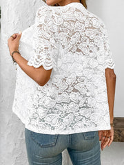 Button Down Half Sleeve Lace Shirt