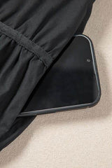 Button Down Puff Sleeve Ruffle Hem Dress