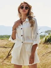 Button Down Shirt and Shorts Set White / S