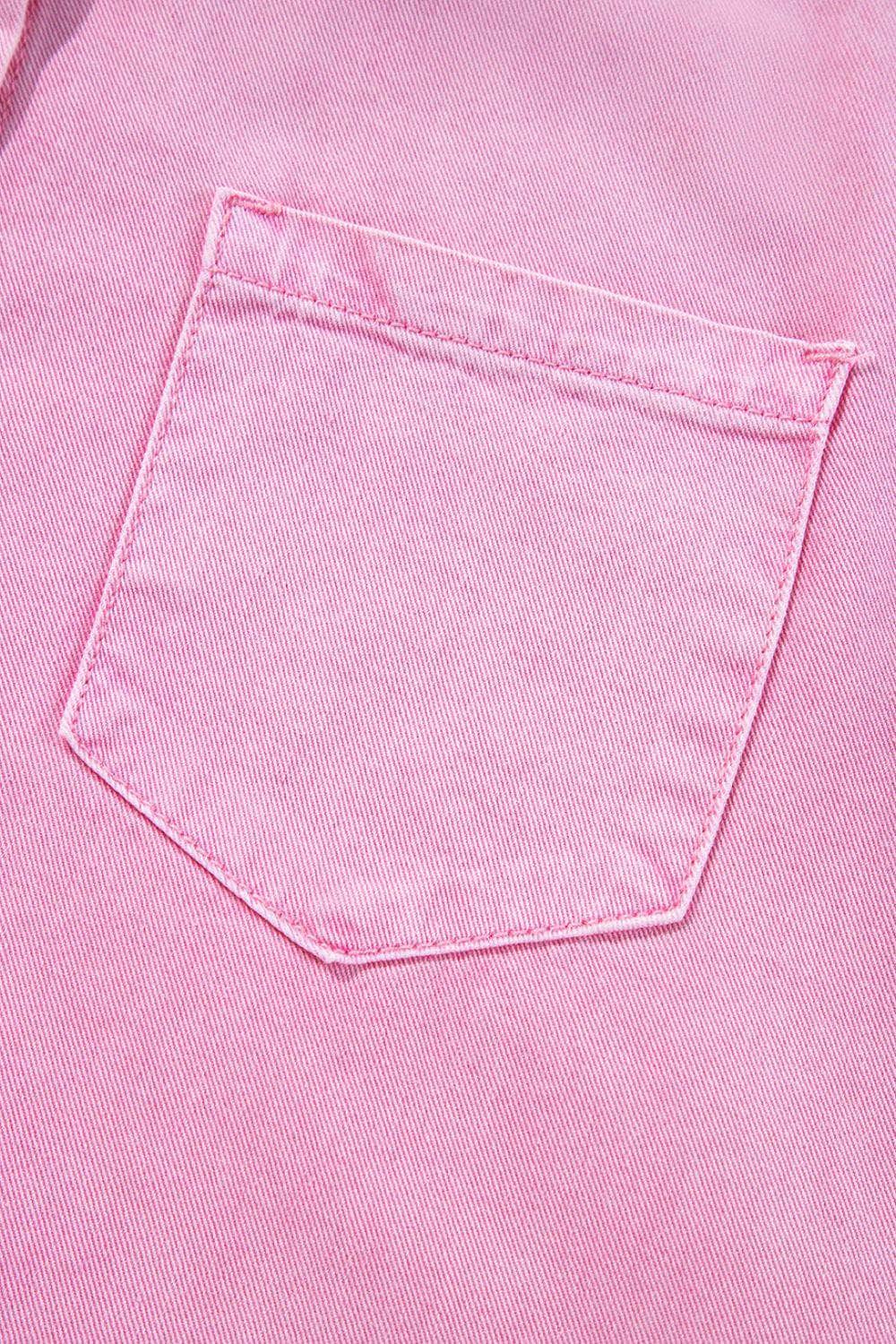 Button Down Short Sleeve Denim Dress