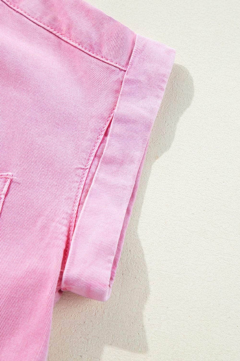 Button Down Short Sleeve Denim Dress