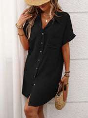 Button Down Short Sleeve Mini Dress