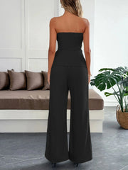 Button Down Tube Top and Pants Set