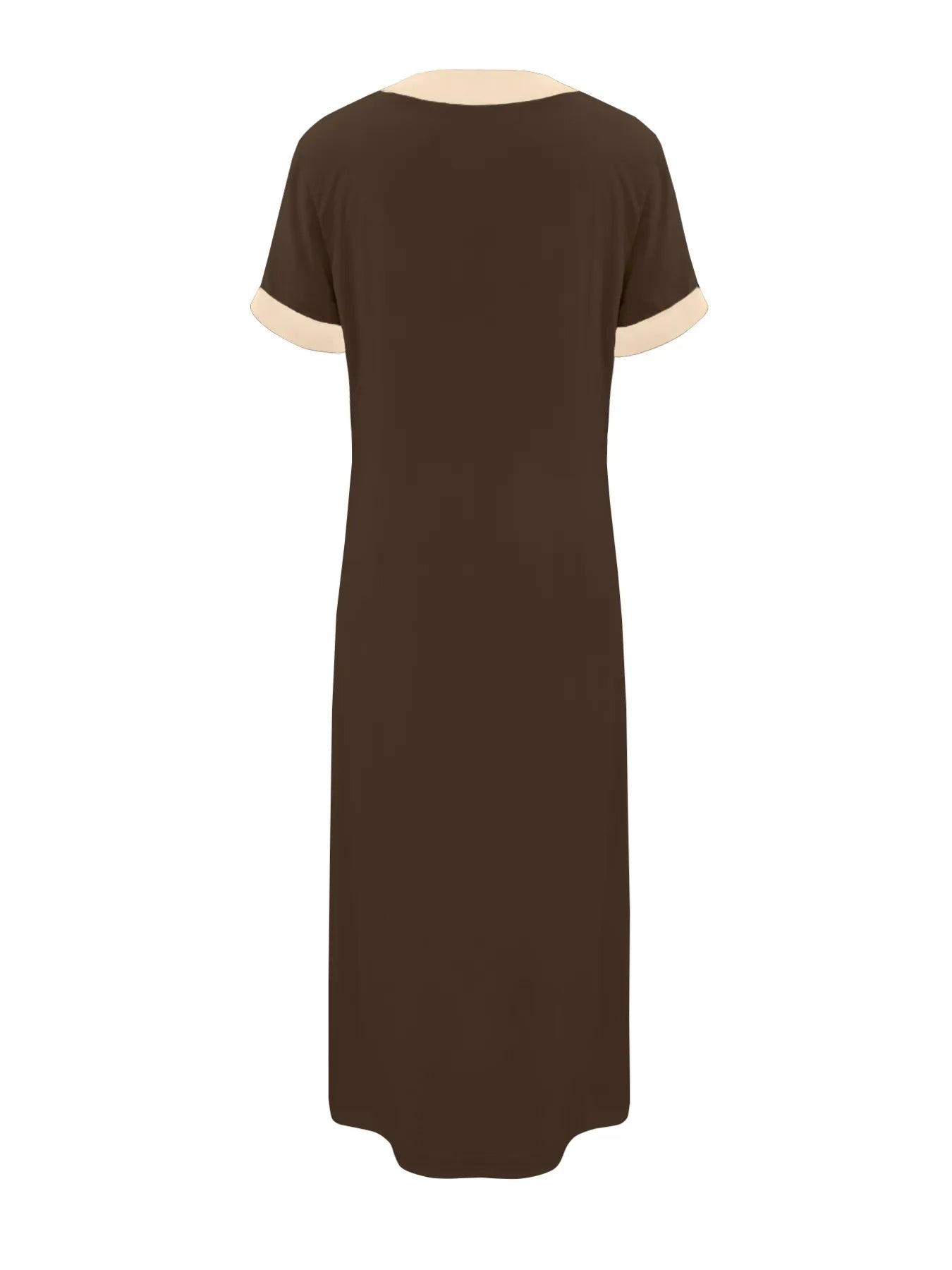 Button-Front Contrast Trim Midi Dress