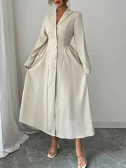 Button-Front Long Sleeve Dress