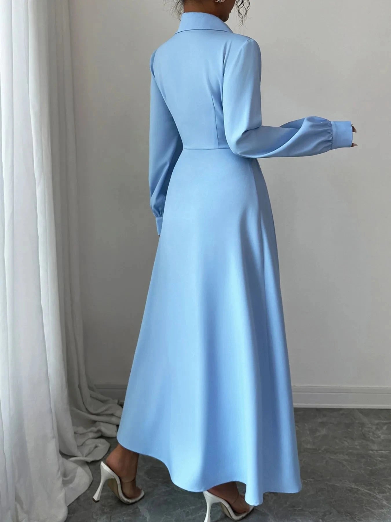 Button-Front Maxi Shirt Dress