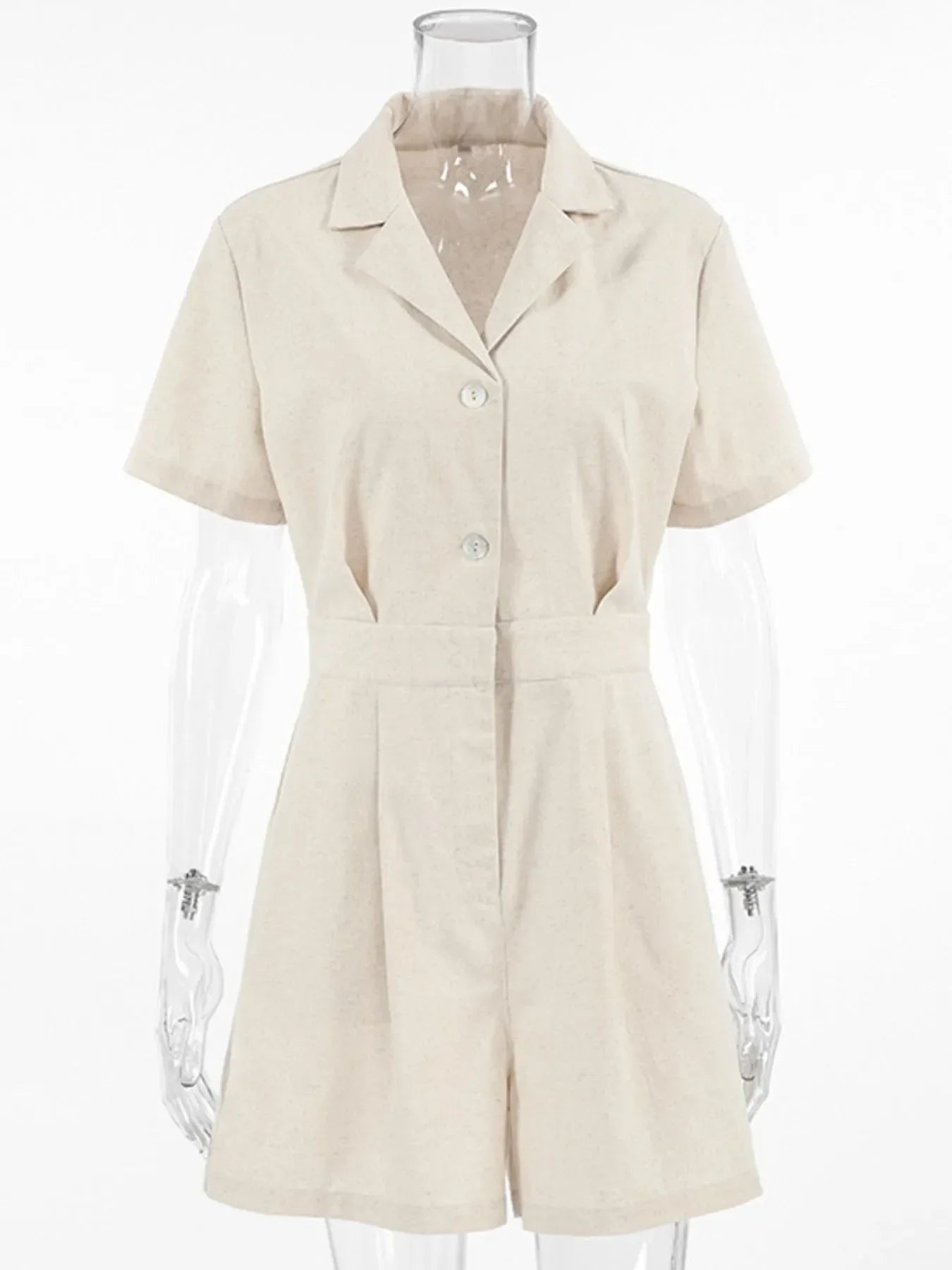 Button-Front Short Sleeve Romper