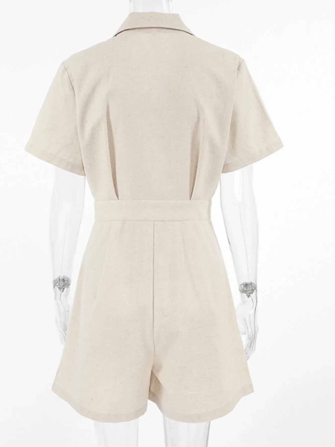 Button-Front Short Sleeve Romper