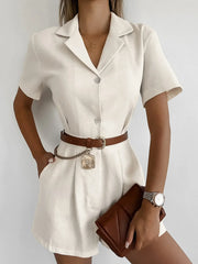Button-Front Short Sleeve Romper