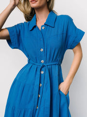 Button Front Short Sleeve Shirt Dress