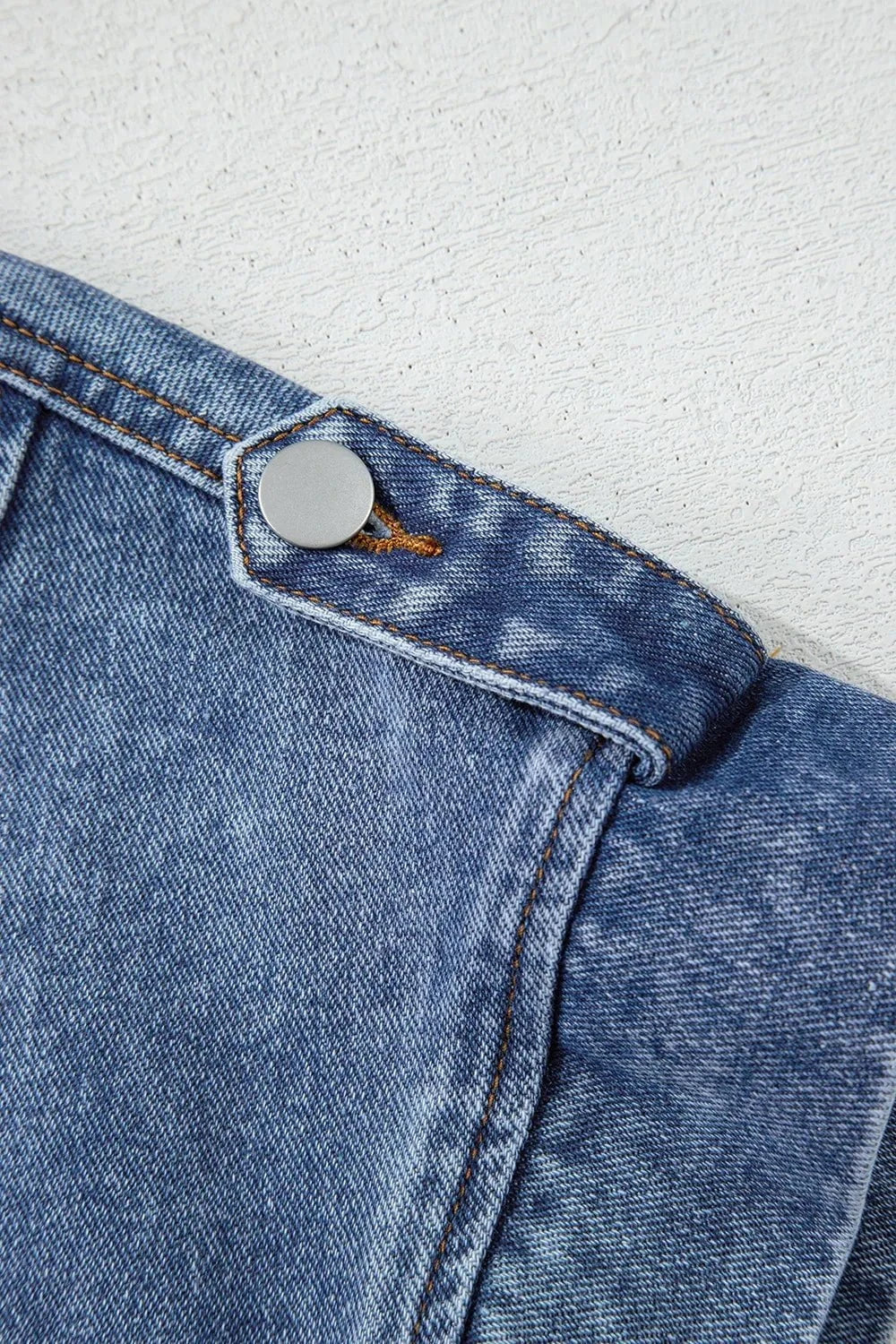 Button Up Cap Sleeve Denim Jacket