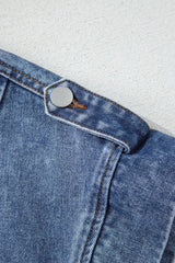 Button Up Cap Sleeve Denim Jacket