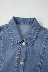 Button Up Cap Sleeve Denim Jacket