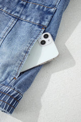 Button Up Cap Sleeve Denim Jacket