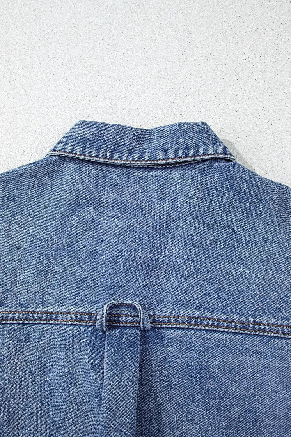 Button Up Cap Sleeve Denim Jacket