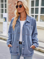 Button Up Denim Jacket with Pockets Medium / S
