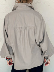 Button Up Lantern Sleeve Shirt