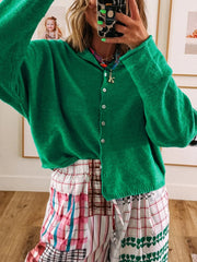 Button-Up Long Sleeve Knit Cardigan