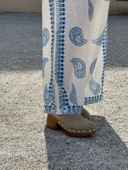 Button Up Printed Shirt and Pants Set