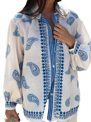 Button Up Printed Shirt and Pants Set