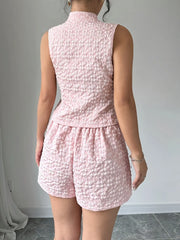 Button Up Vest and Shorts Set