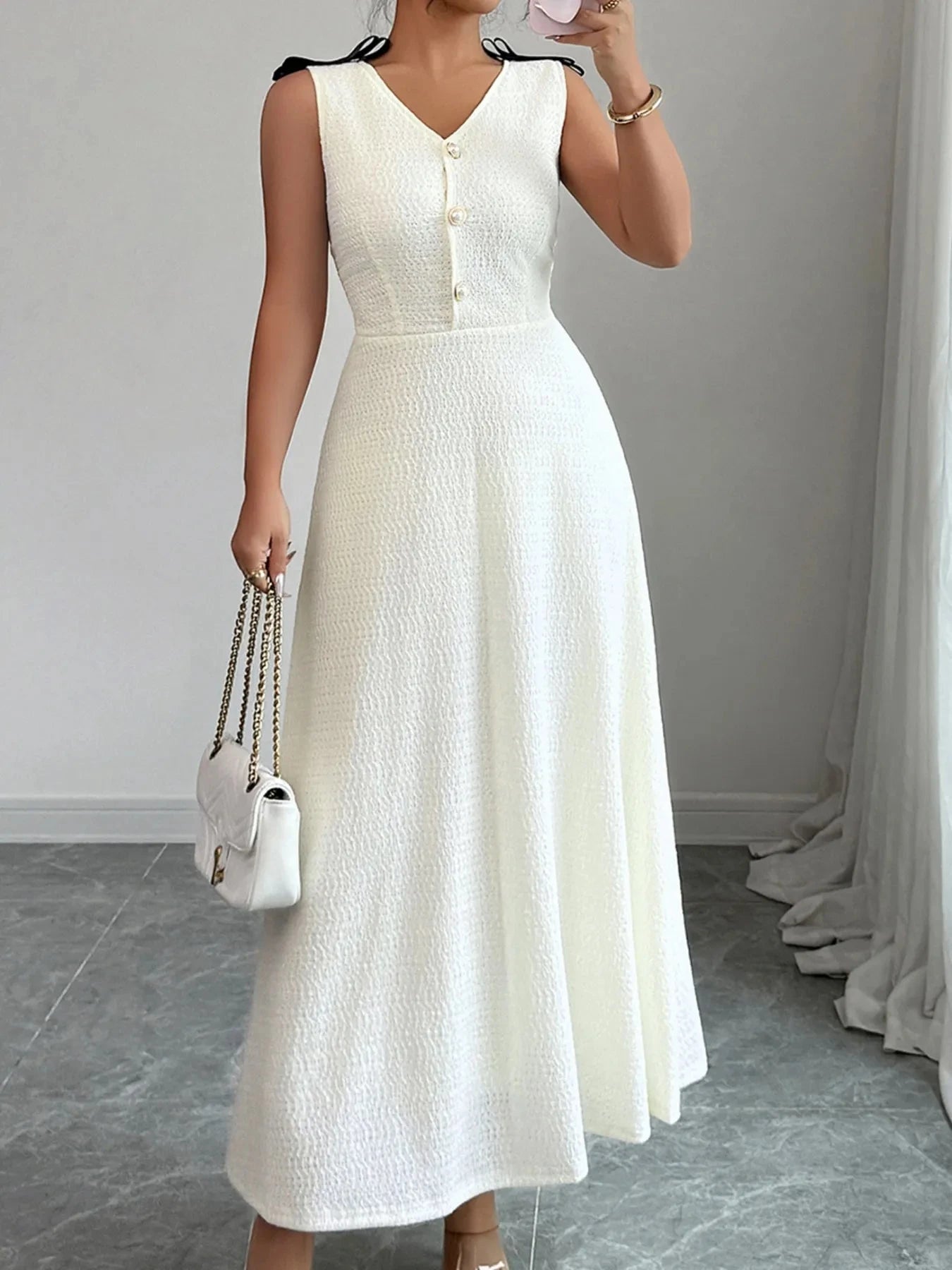 Buttoned Sleeveless Maxi Tank Dress