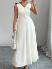 Buttoned Sleeveless Maxi Tank Dress