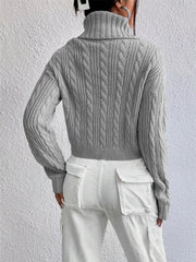 Cable-Knit Turtleneck Long Sleeve Sweater