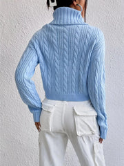 Cable-Knit Turtleneck Long Sleeve Sweater