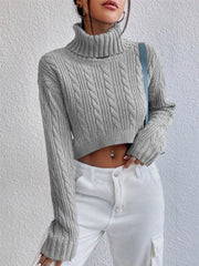 Cable-Knit Turtleneck Long Sleeve Sweater