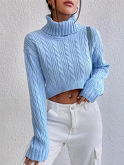 Cable-Knit Turtleneck Long Sleeve Sweater