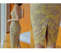 Cami Floral Lace-Trimmed Slim Fit Dress