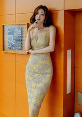 Cami Floral Lace-Trimmed Slim Fit Dress