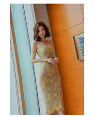 Cami Floral Lace-Trimmed Slim Fit Dress