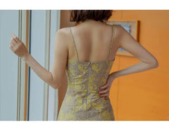 Cami Floral Lace-Trimmed Slim Fit Dress