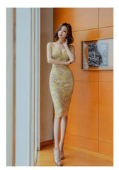 Cami Floral Lace-Trimmed Slim Fit Dress