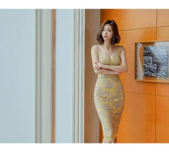 Cami Floral Lace-Trimmed Slim Fit Dress