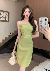 Cami Square Neck High Waist Mini Dress S / YellowGreen