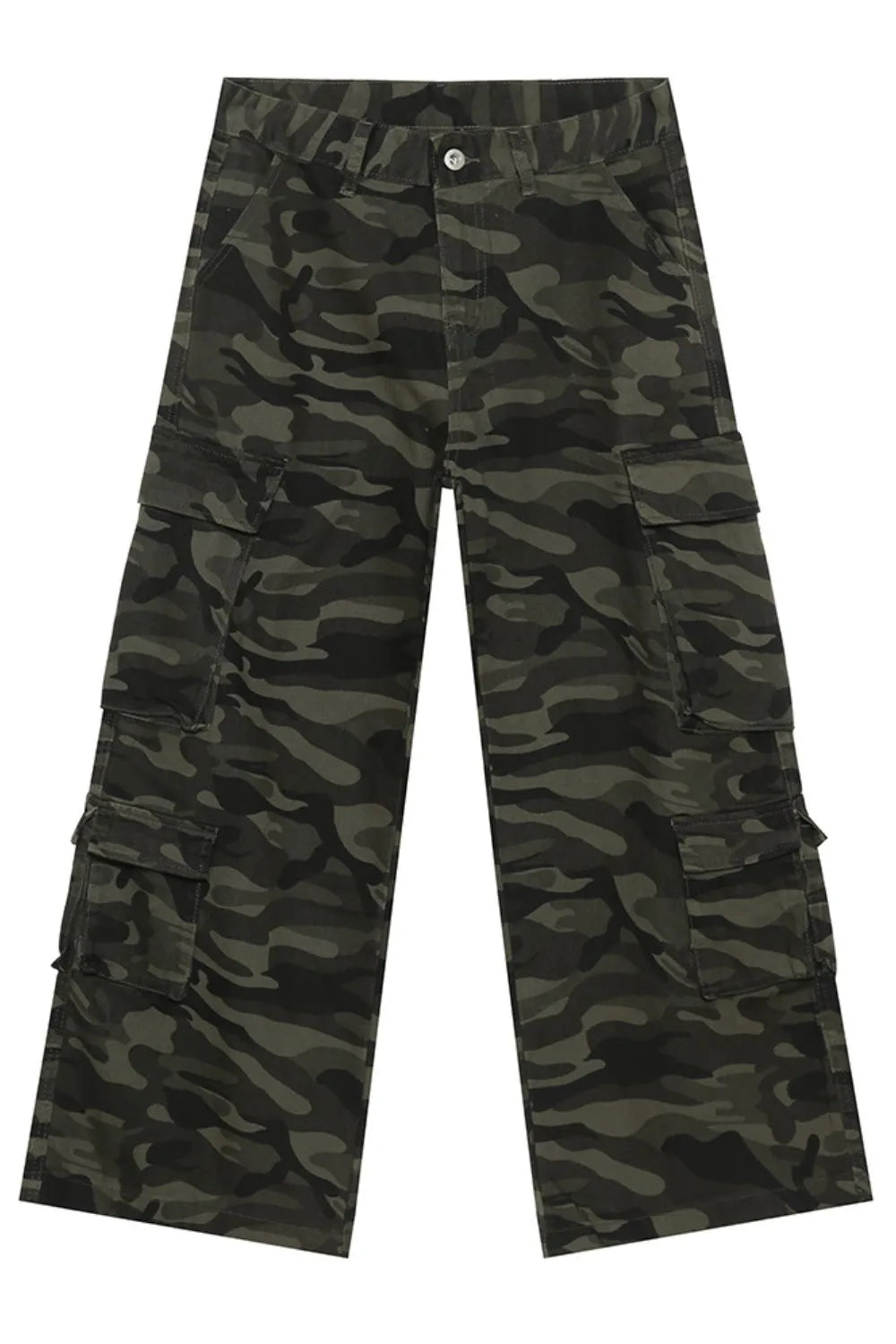 Camouflage Jeans with Cargo Pockets Green Camouflage / L