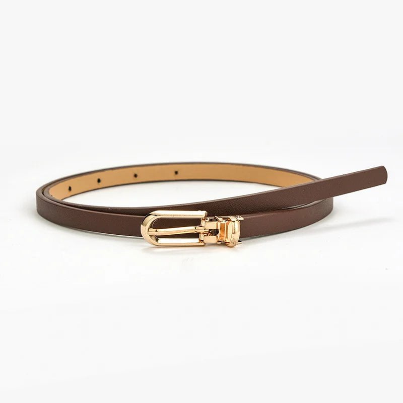 Candy Color Women's Thin Waist Strap Belt - Ideal for Pants, Jeans, and Dresses, Alloy Pin Buckle, Adjustable Waistbands Coffee / 105CM