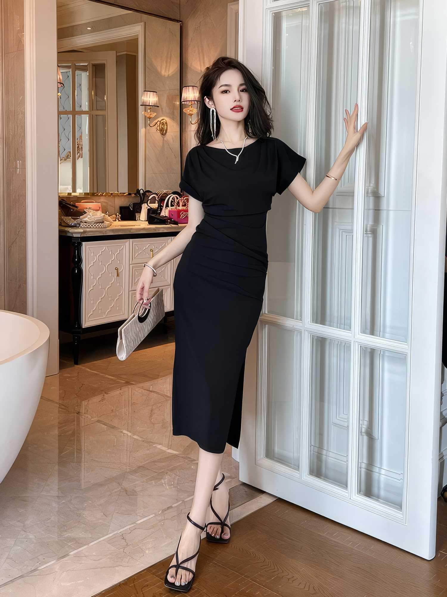 Cap Sleeves Ruffled Bodycon Dress