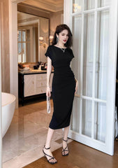Cap Sleeves Ruffled Bodycon Dress