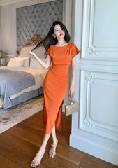 Cap Sleeves Ruffled Bodycon Dress