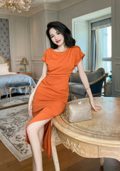 Cap Sleeves Ruffled Bodycon Dress