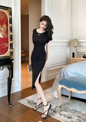 Cap Sleeves Ruffled Bodycon Dress